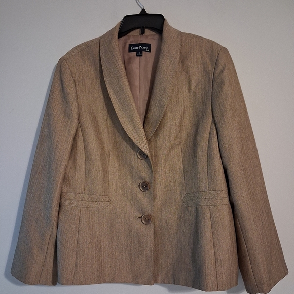 Evan Picone Jackets & Blazers - Beige Herringbone Blazer Womens Size 18